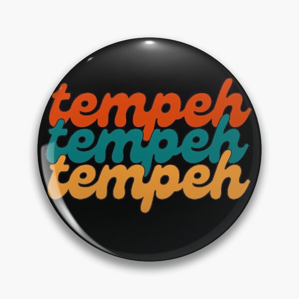 Item preview, TEMPEH Tofu Cool Retro Blue Yellow Orange Text Vegan Vegetarian designed and sold by a-little-ink.