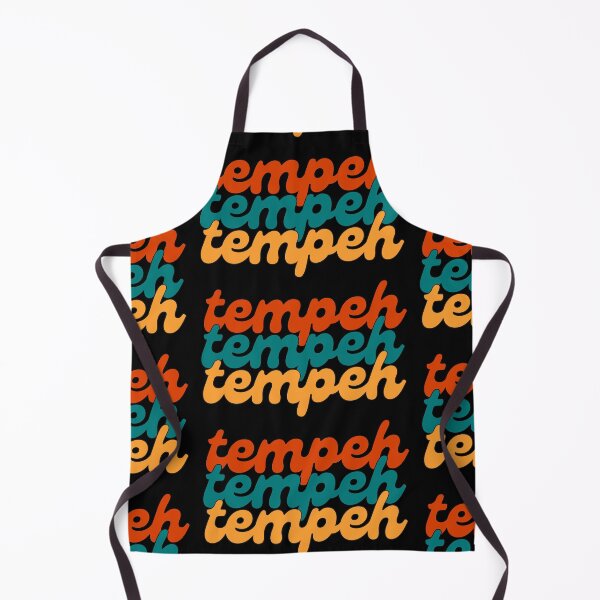 Item preview, TEMPEH Tofu Cool Retro Blue Yellow Orange Text Vegan Vegetarian designed and sold by a-little-ink.
