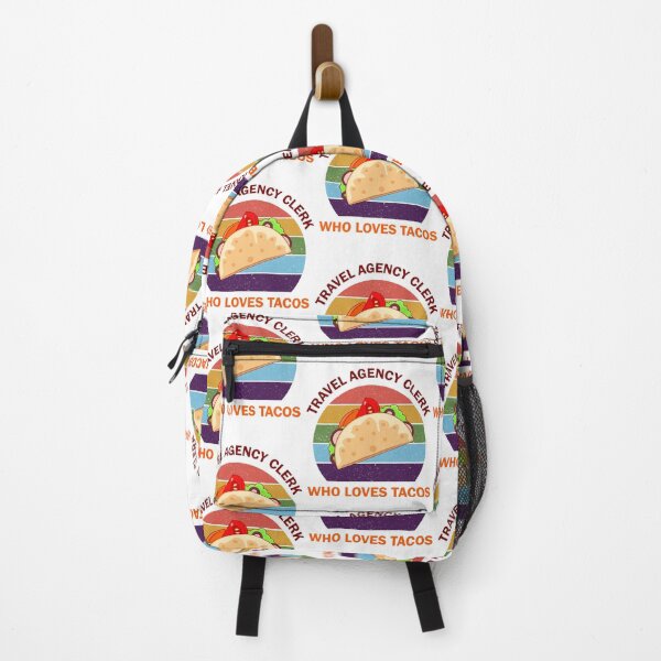 Item preview, Travel agency clerk who loves tacos dark text, taco lovers gift and travel agency job vintage retro background designed and sold by SGS-.