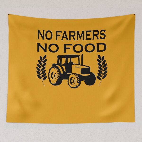 Aperçu de l'œuvre No Farmers No Food - ٍ T-shirt de soutien aux agriculteurs créée et vendue par FunnyDSN.