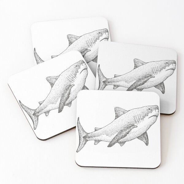 Item preview, Beach Theme Shark Ocean Sea Fish Print Black N White designed and sold by peachyline.