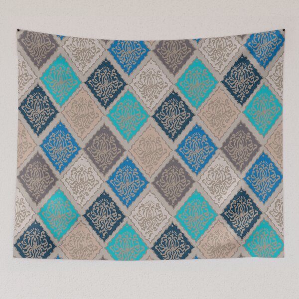 Item preview, turquoise damask designed and sold by AvotArt.