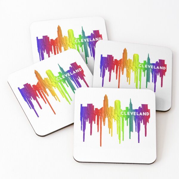Item preview, Rainbow Paint Drip Cleveland Skyline designed and sold by Bethcentral Designs.
