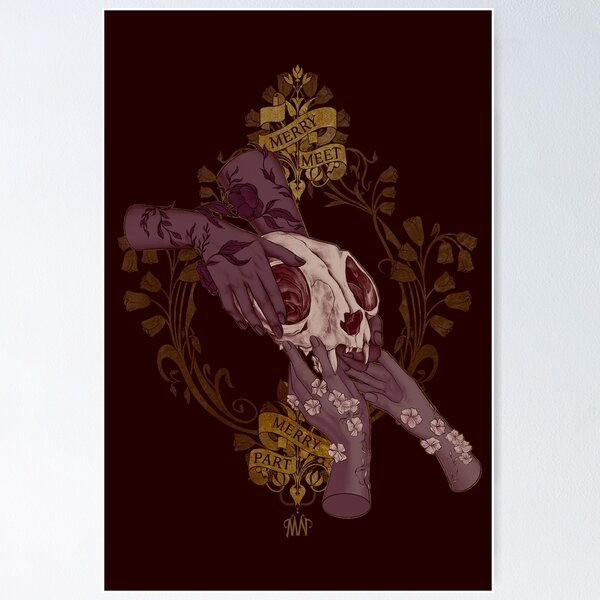 Item preview, Cat Skull Merry Meet Merry Part Art designed and sold by ⋆⭒˚.⋆ Melinore Noctua ⋆⭒˚.⋆.