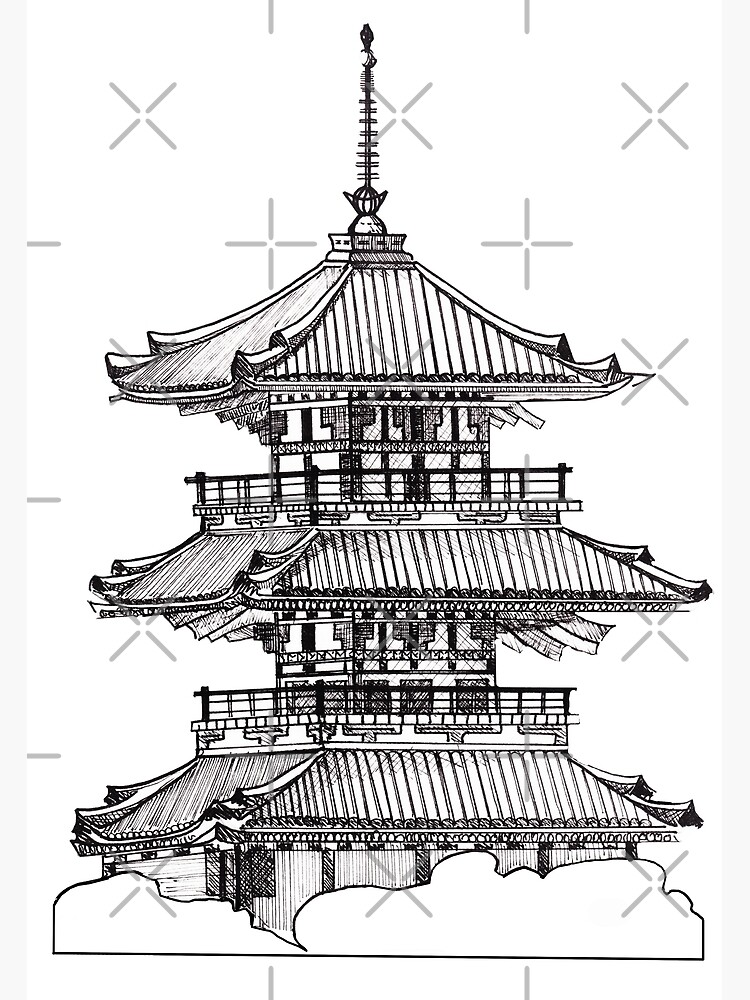 I drew a Japanese pagoda : r/drawing