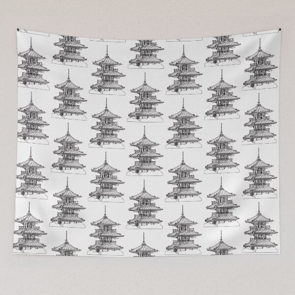 Item preview, Sketch Saigantoji pagoda (All white version) designed and sold by Karolien Kenis.