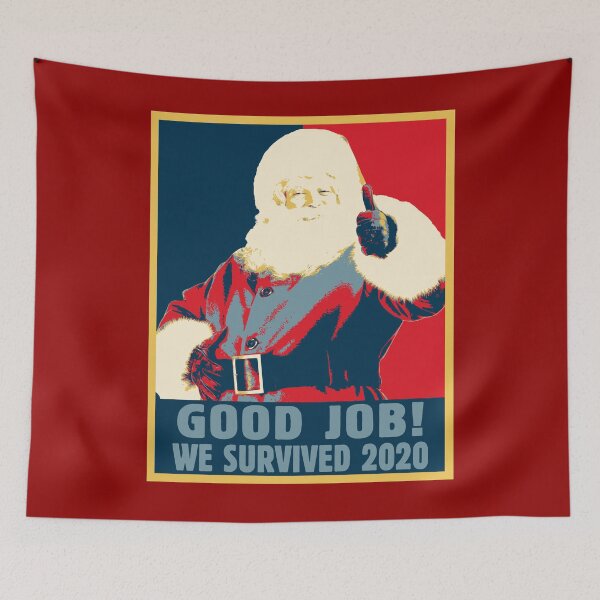 Item preview, We Survived 2020 - Sarcastic Santa Retro Vintage Pop Art Poster Design - The Best Merry Christmas Xmas New Year 2021 for Survivor 2020 Gift Idea for Costume Family Party or Office and Corporate Events designed and sold by WG-Factory.