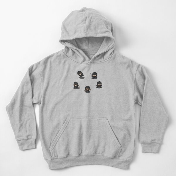 Pack of animated ninjas (army pack in dark stealth mode) Kids Pullover Hoodie