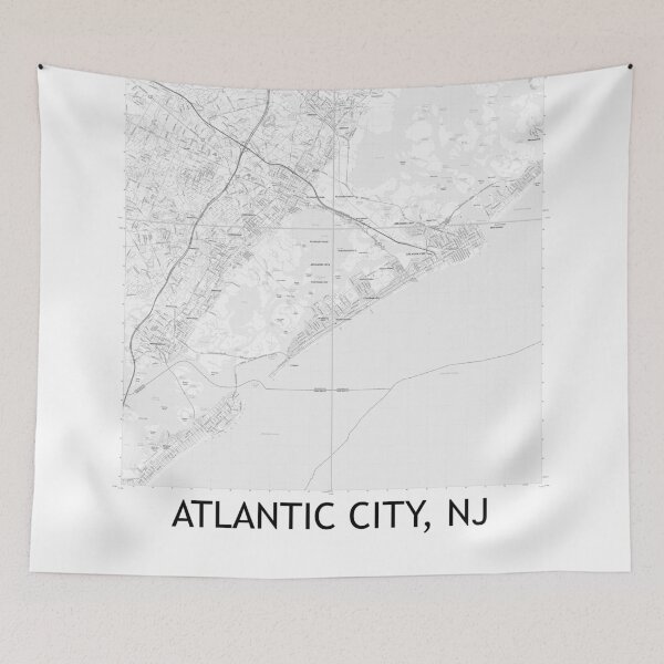 Item preview, Atlantic City, NJ Quad Topographical Map Black & White designed and sold by PGHPhotoCo.