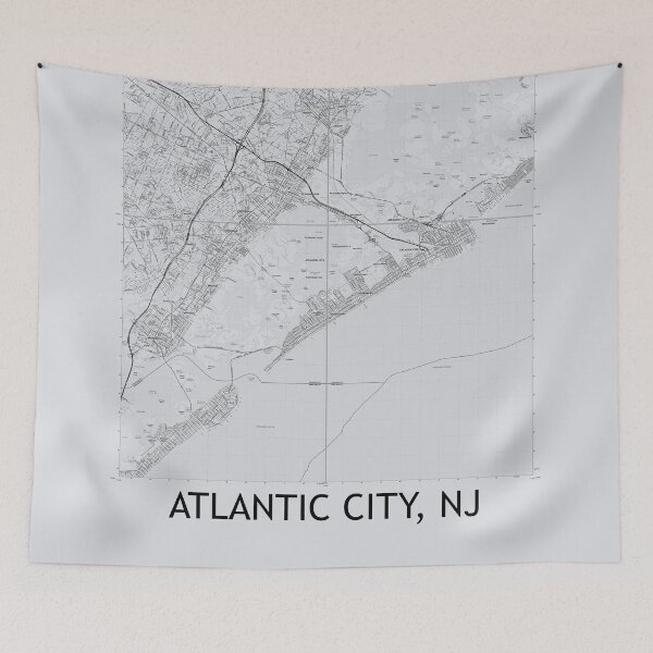 Item preview, Atlantic City, NJ Quad Topographical Map Grey designed and sold by PGHPhotoCo.