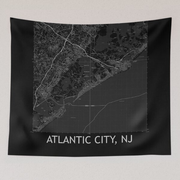 Item preview, Atlantic City, NJ Quad Topographical Map Black designed and sold by PGHPhotoCo.