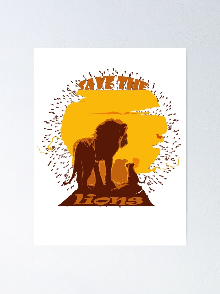 Póster «Salva a los leones dorados y un diseño de amanecer» de YasKar |  Redbubble