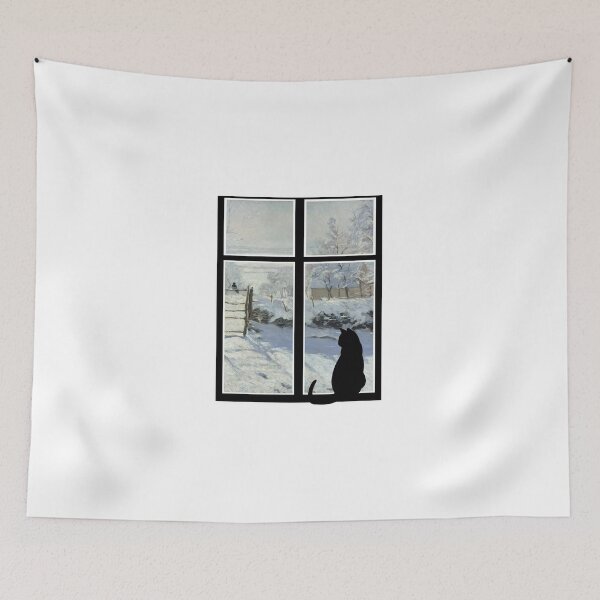 Item preview, Cat watching Monet's magpie through a window designed and sold by Fibracreativa.