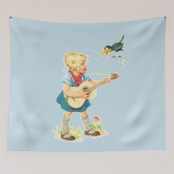 Item preview, Child illustration - Girl playing guitar (Ziggurat color) designed and sold by jwebmarket.