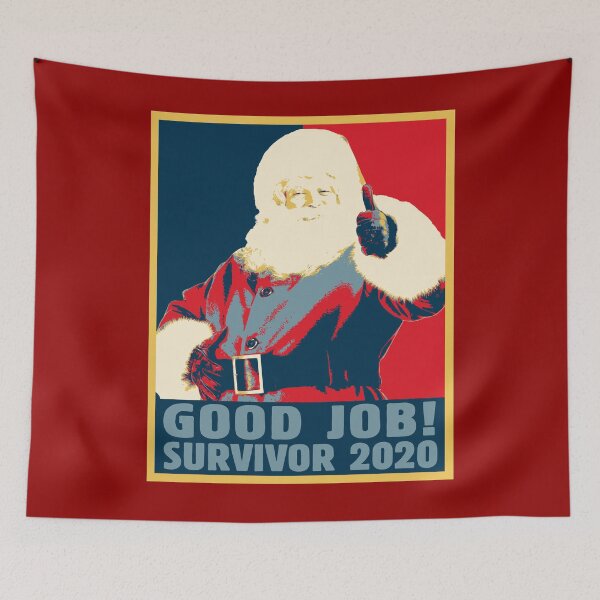Item preview, Good Job Survivor 2020 - Sarcastic Design Santa I Survived 2020 Retro Vintage Pop Art Poster - The Best Merry Christmas New Year 2021 Gift Idea for Costume Family Party or Office and Corporate Events designed and sold by WG-Factory.