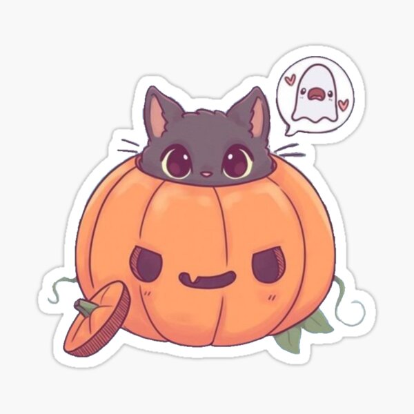 Pumpkin Kawaii Cat Sticker