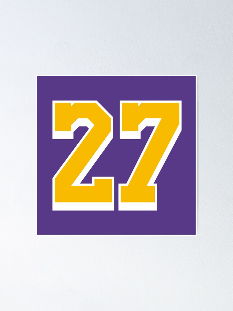 27 Yellow Number Twenty-seven Purple Basketball Jersey Poster for Sale by  elhefe