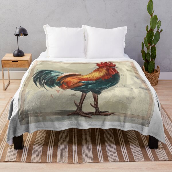 Item preview, Colorful Rooster Painting on Beige Background - Here Comes The Rooster 2 designed and sold by ibadishi.