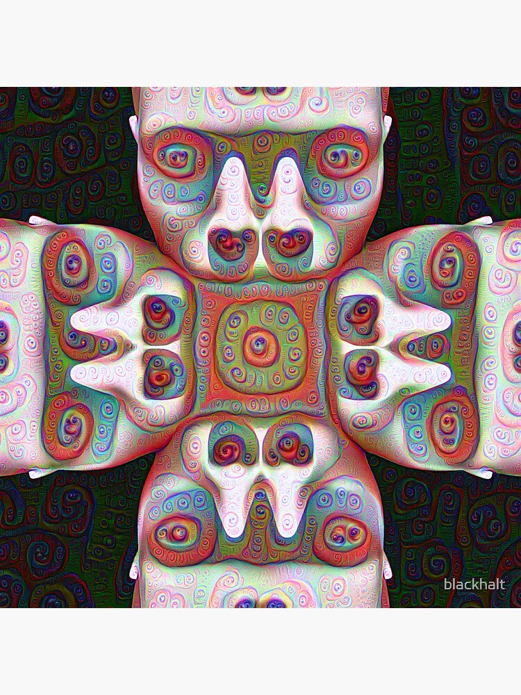 Thumbnail 3 of 3, Sticker, #DeepDream Masks designed and sold by blackhalt.