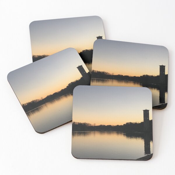 Item preview, View across the lake of the clock tower at sunset designed and sold by Taleta Hollis.