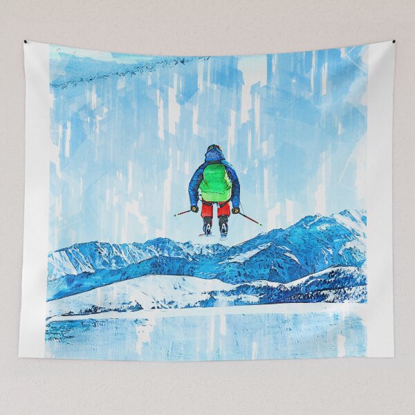 Item preview, Skier In The Air Abstract. For ski lovers. designed and sold by ColortrixArt.