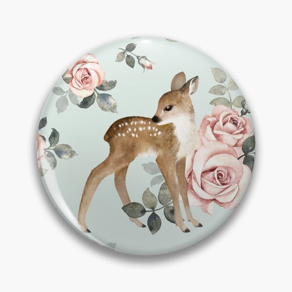 Aperçu de l'œuvre Petit Cerf Aux Roses Vintage / Menthe créée et vendue par MirabellePrint.