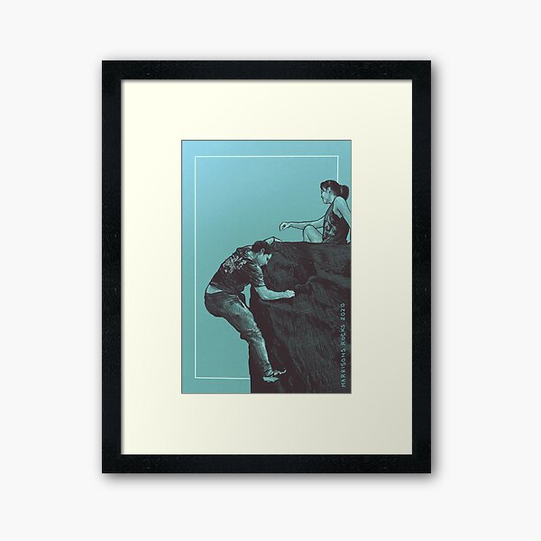 Climbers Bouldering at Harrison's Rocks Framed Art Print