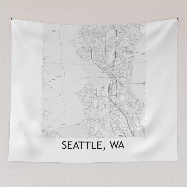 Item preview, Seattle, WA Quad Topographical Map Black & White designed and sold by PGHPhotoCo.