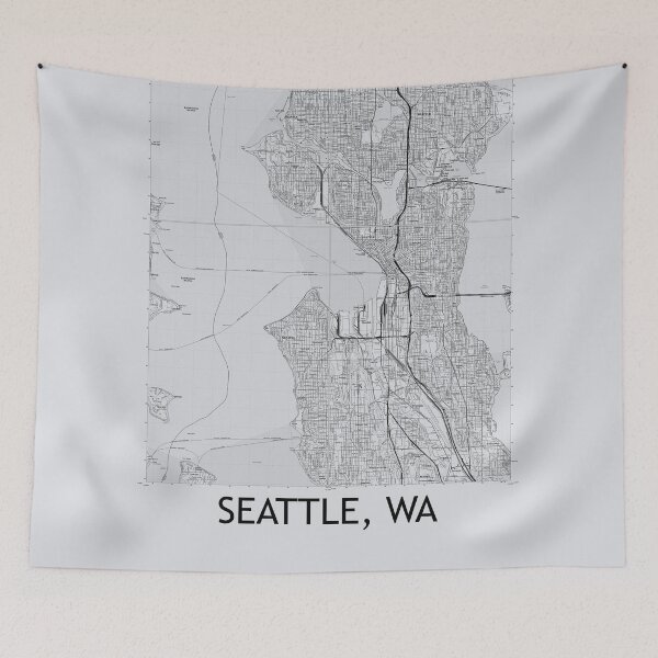 Item preview, Seattle, WA Quad Topographical Map Grey designed and sold by PGHPhotoCo.