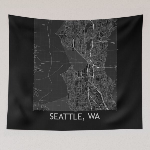 Item preview, Seattle, WA Quad Topographical Map Black designed and sold by PGHPhotoCo.