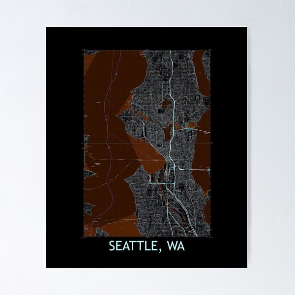 Item preview, Seattle, WA Quad Topographical Map Dark designed and sold by PGHPhotoCo.