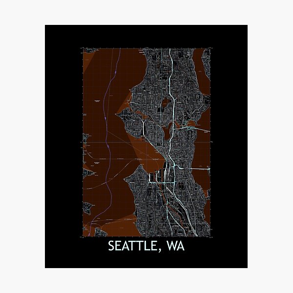 Item preview, Seattle, WA Quad Topographical Map Dark designed and sold by PGHPhotoCo.