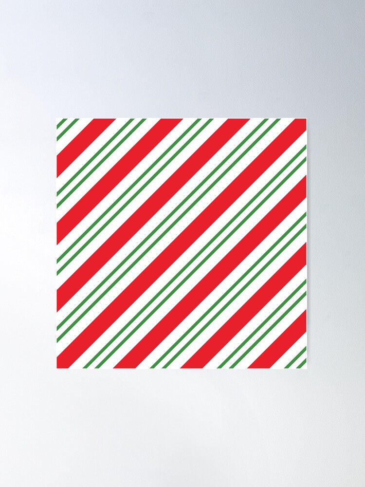 Red Green and White Candy Cane Stripes Thick and Thin Vertical Lines,  Festive Christmas Wrapping Paper by Pi Photography Landscape Nature Coastal