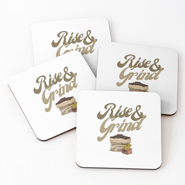 Item preview, RISE AND GRIND Funny Text Based Morning Coffee Quote Humor designed and sold by ZEROXCOOL.