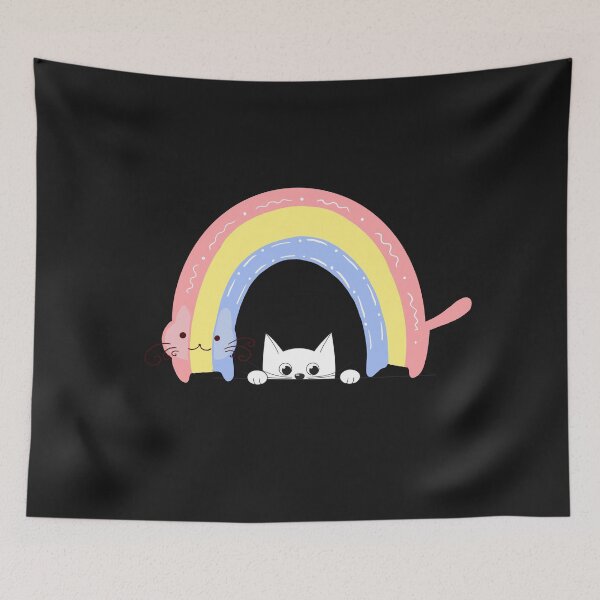 Aperçu de l'œuvre  Arc-en-ciel sur le chat créée et vendue par Imakeyouhappy.