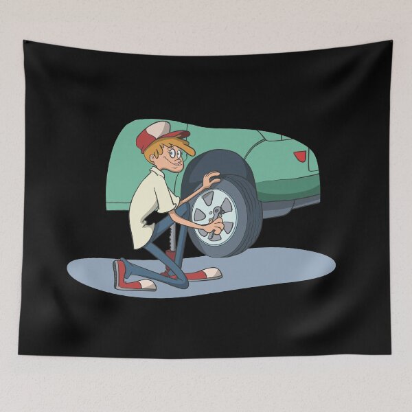 Item preview, Car mechanic changing tires designed and sold by Monkey Ful.