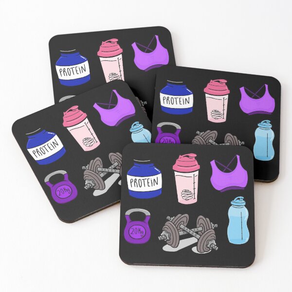 Item preview, Gym Essentials Protein, Shaker, Bra, Kettlebell, Dumbbell, Water bottle designed and sold by SusanaDesigns.