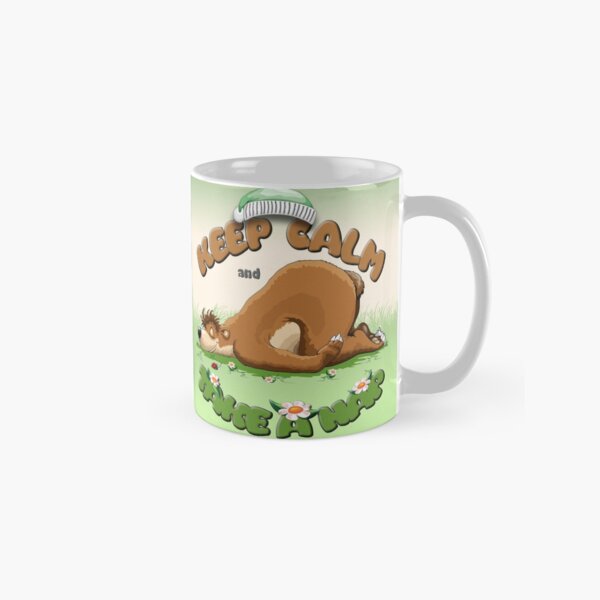 Keep Calm and Take a Nap, Sleeping Bear and tiny cute Ladybug Classic Mug