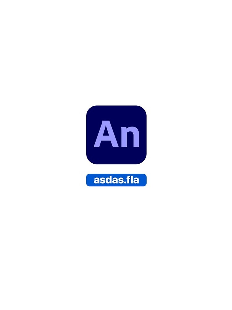 Adobe Animate CC icon with random file name asdas.fla Sticker for Sale by  allreadytaken