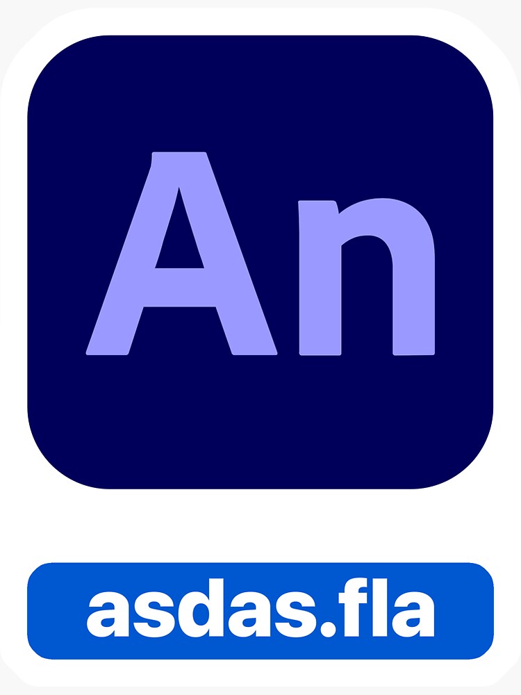 Adobe Animate CC icon with random file name asdas.fla Sticker for Sale by  allreadytaken