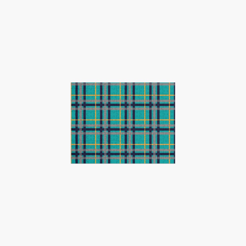 Blue and Orange Plaid Jigsaw Puzzle