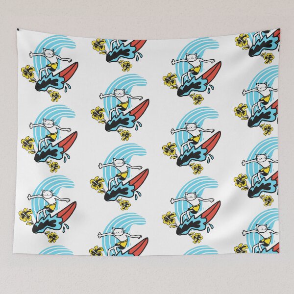 Item preview, Surfing surf cat flowers big surf  designed and sold by Tropical Blood.