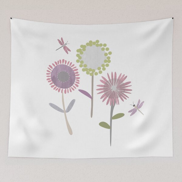 Item preview, My Happy Place abstract art - Simple Dragonfly and Cornflower Pattern designed and sold by Caroline Laursen.