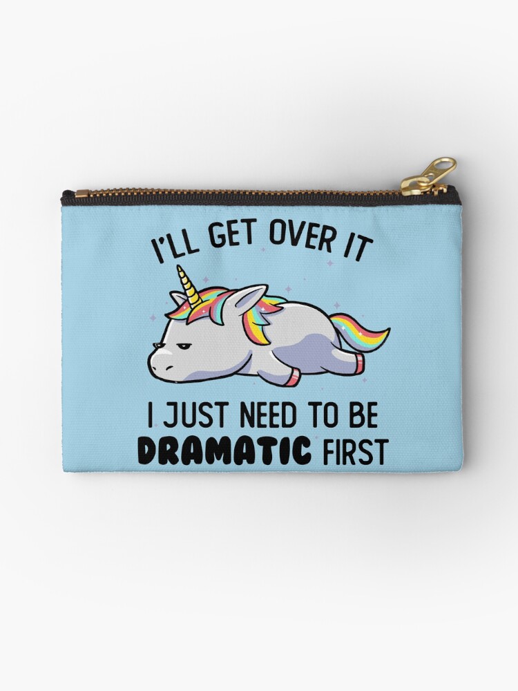 Thumbnail 1 of 4, Zipper Pouch, I Just Need To Be Dramatic Lazy Unicorn Gift designed and sold by EduEly.