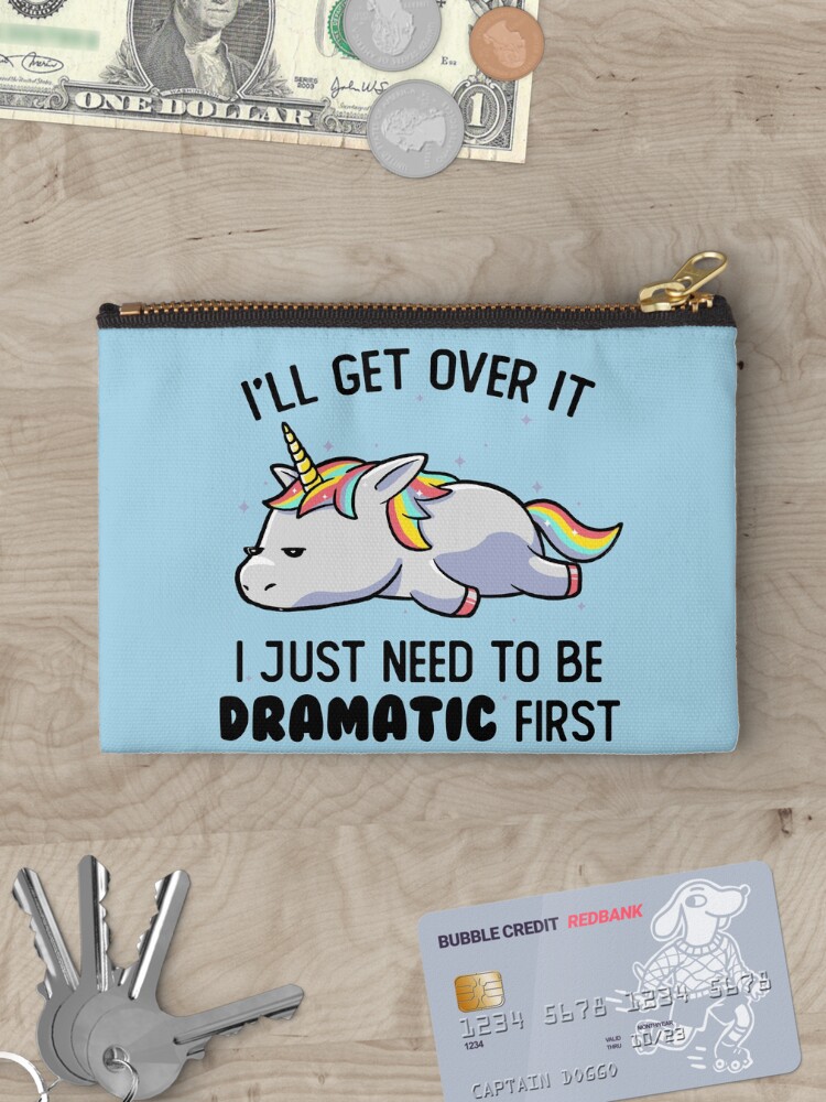 Thumbnail 3 of 4, Zipper Pouch, I Just Need To Be Dramatic Lazy Unicorn Gift designed and sold by EduEly.