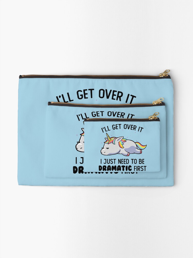 Thumbnail 2 of 4, Zipper Pouch, I Just Need To Be Dramatic Lazy Unicorn Gift designed and sold by EduEly.
