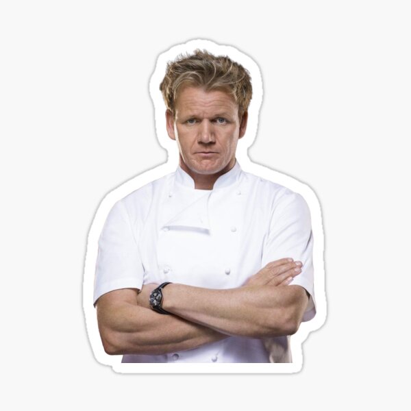 gordon ramsay with a massive knife Sticker for Sale by lsindhi21