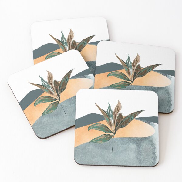 Item preview, Abstract watercolor landscape mountains and hills with vintage botanical plant digital design illustration  designed and sold by MyBlackDreams.