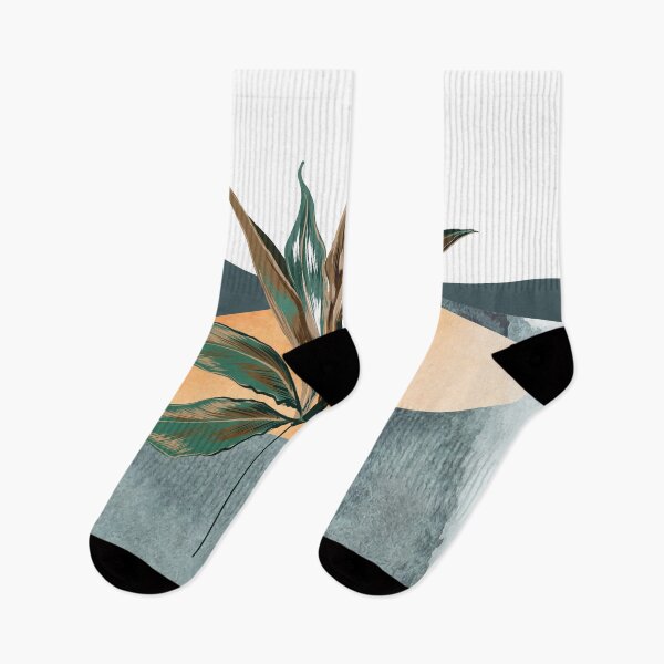 Item preview, Abstract watercolor landscape mountains and hills with vintage botanical plant digital design illustration  designed and sold by MyBlackDreams.