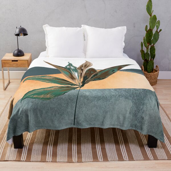 Item preview, Abstract watercolor landscape mountains and hills with vintage botanical plant digital design illustration  designed and sold by MyBlackDreams.